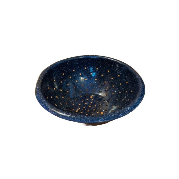 Enamelware Colander Strainer Blue Speckled Vintage 11.5" Round - Picture 1 of 11